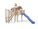 Kinder-Klettergerüst mit Baumhaus, Kletternetz und Rutsche ‘Terrizio‘ (Oskar)