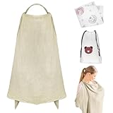 3 Stück Teiliges Stillschürze Set, Atmungsaktives Musselin Stilltuch für Babys, Aufbewahrungstasche & Mulltuch, Multifunktionales Stillcover für Unterwegs