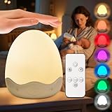 COOLNIGHT Nachtlicht Kinder Touch Dimmbar mit 10 Helligkeit 10 Farben, 3600mAh+Timer+Fernbedienung LED Nachtlicht Baby Stilllicht, Tragbar & USB Aufladbar & Kabellos Nachttischlampe Kinderzimmer Deko