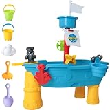 Odoukey 17-teiliger Wassertisch für Kleinkinder, Piratenschiff, Wasser- und Sand-Sensorik-Spieltisch für den Außenbereich, Spielzeug für Kinder im Alter von 3–6 Jahren