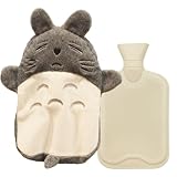 Wärmflasche mit bezug,1L Premium Wärmflasche, Süße wärmflasche tier, Bettflasche für Kinder, Erwachsene Wärmflasche Tier,Wärmflasche mit bezug plüsch (Chinchilla)