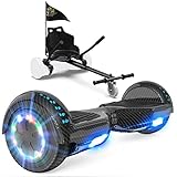 GeekMe Hoverboards mit Sitz, Hoverboards Hoverkart,Hoverboards Go-Kart mit Bluetooth-Lautsprecher LED-Leuchten, Geschenk für Kinder Jugendliche Erwachsen