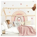 Little Deco Wandsticker Regenbogen Boho Wandtattoo Herzen Kinderzimmer Wandaufkleber Babyzimmer Wanddeko DL935-3