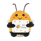 SNONESIY Bee Happy Biene,Biene Kuscheltier,Biene Stofftier,Bee Happy,Pocket Hug Biene Glücksbringer Geschenke Mit Karten Können für Familie,Freunde und Klassenkameraden