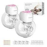 Revolutionäre Milchpumpe Elektrisch 193G,KISSBOBO Milchpumpe Elektrisch Tragbar mit 3 Modi 9 Stufen,optimaler Komfort mit Flansch 21 mm/24 mm(Rosa 2 Stück)