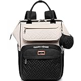 BabbleRoo Großer multifunktionaler Wickelrucksack mit Wickelunterlage, Kinderwagenriemen & Schnullertasche für Babys, Unisex, für Mütter und Väter, Aprikose & Schwarz