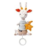 Fehn 053043 Mini-Spieluhr Giraffe – Kuschelige Spieluhr mit „Glow-in-The-Dark“ Bestickung – Melodie „Schlaf Kindlein Schlaf – Für Babys ab 0 Monaten – Größe: 19 cm