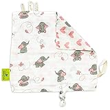 Tabalino® Schmusetuch - Schnuffeltuch Baby zum Kuscheln und Einschlafen, Größe etwa 28x28cm, Geschenk zur Geburt, Schnullertuch Junge & Mädchen, Kuscheltuch (rosa Elefanten)