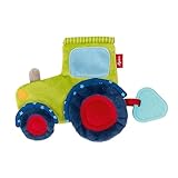 SIGIKID 42301 Aktiv-Knistertuch Traktor PlayQ Mädchen und Jungen Babyspielzeug empfohlen ab Geburt grün/blau