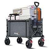 COMLAX FIELD Bollerwagen Faltbar mit Große All Terrain Räder, 120L 100KG Klappbarer Bollerwagen mit Bremsen, Strandwagen Für Strand Garten Camping Shopping, Grau