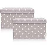 LIFENEY 2-Set Aufbewahrungsbox Kinder (37x25x21cm) I Aufbewahrungskorb für Kinderzimmer und Wohnbereich I Kinder Aufbewahrungskiste (Hellgrau Stern)