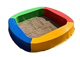 BURI Premium Sandkasten bunt aus Kunststoff 150 x 150 x 20 cm - Großer Sand Kasten Buddelkasten Made in Germany zum Spielen - Mehrfarbig, sehr stabil und robust - absolut hochwertig