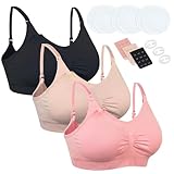 Chalier Cmfort 3 Pcs Damen Still BH Nahtloser Still-BH Schwangerschafts Still BH mit zusätzlichen BH-Verlängerungen und Clips und Stilleinlagen