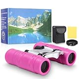 Zhufas Fernglas für Kinder,Kinder Ferngläser,Kinderfernglas mit Starker Vergrößerung 8 x 21, Perfekt für jedes Outdoor-Abenteuer, Fernglas Kinder ab 3 Jahre（Rosa）