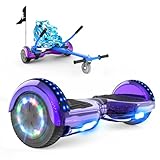 RCB Hoverboards mit Sitz Hoverkart komplett für Kinder, Skateboard mit Set, Hoverboards mit LED Lichtern und Bluetooth, Geschenk für Kinder