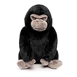 WEIGEDU Plüsch Gorilla 30.5 cm – Schwarzes Kuscheltier mit Grauer Schnauze – Weiches Stofftier in sitzender Pose