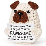 Calkkrer Inspirierende Positive Geschenke, Gehäkelte Kuscheltiere Hund, Glücksbringer und Taschenumarmung, Emotional Support Geschenk, Mutmacher Geschenk für Geburtstag
