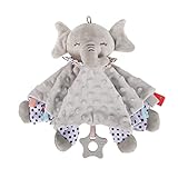 PomeloBaby Baby Schmusetuch mit Silikon Beißring Schnuffeltuch Kuscheltier Geschenke für Neugeborene, Mädchen, Jungen, Kleinkinder (Grau Elefant)
