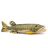 lilizzhoumax Fisch plschtier stofftier Kuscheltier Pike Hechtfisch Hecht Simuliertes Tier Kawaii Realistische Spielzeug für Wilde Tiere Geschenk für Kinder 18zoll