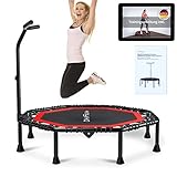 DH FitLife Fitness Trampolin klappbar Leise Gummiseilfederung ohne Installation | 45 Zoll 115cm Trampoline für Indoor & Outdoor Jumping | mit 3 verstellbaren Handgriffstufen