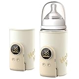 Drahtloses Milchwärmer, mit LED Temperaturdisplay 8000mAh Flaschenwärmer Baby Unterwegs 6 stufige Schnellheizung USB C Ladung Wärmedämmhülle für Muttermilch und Reisen Gelb