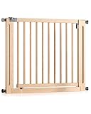 BOMI Baby Schutzgitter Treppe Miko PEFC geprüftes Buchenholz | Ohne Bohren | Gittertür aus Holz schwarz | Stabile Baby Schutzgitter Tür für Kindersicherheit | Treppen Türgitter | Breite: 87-95 cm