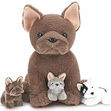 MorisMos 4 stücke Hund Kuscheltier XXL Set, 50cm hoch riesen Französische Bulldogge plüschtier stofftier mit 3 Baby im Bauch, groß Hund Baby Kinder Geburtstag Geschenk