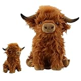 Hochland Cow Plüschtier, 25cm Weiches Kuh Kuscheltier, Braunes Hochlandrind Kuscheltier, Niedliches Plüschtiers Für Kinder & Erwachsene Für Kinder Party Geburtstag Weihnachten Geschenke Dekoration