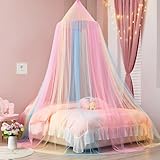 Apritsce Moskitonetz Bett, Betthimmel Mädchen, Regenbogen Baldachin für Doppelbett Einzelbett, Baldachin Kinderzimmer, Himmelbett Vorhänge für Reisen und zu Hause Indoor Outdoor
