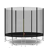 Baunsal® Trampolin Outdoor Ø 244 cm (EXD) schwarz als Komplettset mit Federabdeckung, Sprungmatte, Netz und Leiter - Gartentrampolin Spielzeug für Kinder