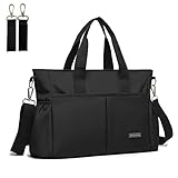 ROYALFAIR Baby Wickeltasche für Kinderwagen Reise Baby Wickelumhängetaschen und Wickelhenkeltaschen mit Schnallen und Isoliertasche (Schwarz, Mittel)