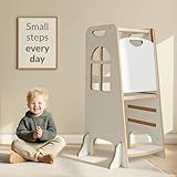 Montessori Lernturm aus Holz – Verstellbarer Küchenhelfer für Kinder 2–6 Jahre, Sicherer Tritthocker mit 3 Höhen,Mit seitlichen Kippschutz-Stützen und hinterer Sicherheitsplatte