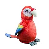 Kögler 75985 - Labertier Papagei Sally, ca. 21 cm groß, nachsprechendes Plüschtier mit Wiedergabefunktion, plappert alles witzig nach und bewegt sich, batteriebetrieben