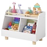 Bellabino Belly Kinderregal, Spielzeugregal weiß/Natur, Montessori Regal mit 2 Fächern für Spielzeug, Maße (HxTxB): 52 x 38 x 72 cm