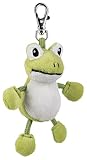 Schaffer 0255 Schlüsselanhänger Kuscheltier Frosch Quark, 12 cm, grün-weiß