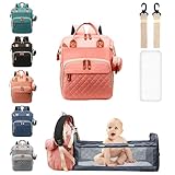 Baby Wickeltasche/Rucksack, lässiger Wickelrucksack, multifunktionaler Großraum-Reiserucksack mit Wickelauflage und Schnullertasche für Mama und Papa. Rosa