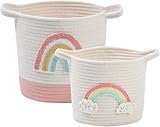 AOFANGSHIYE Aufbewahrungskörbe, 2PCS Spielzeugkorb, Geschenkkörbe leer, Regenbogenkorb, Gewebter Korb mit Griffen