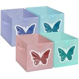 VERONLY 4 Stück Kallax Boxen -Faltbox Aufbewahrungsbox Stoff mit Griffen Ordnungsboxen 30x30x30cm Aufbewahrungskisten Würfelform für Schränke,Kleiderschrank, ,Bücher,Kleidung,Spielzeug