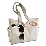 SoeUyd Cord Tasche Damen, Strandtasche, Tote Bag, Groß Tote Bag Strandtasche mit Reißverschluss, Strandtasche Beige, Ideal für Einkaufen, Arbeit, Büro, Schule, Reisen und den Täglichen Gebrauch