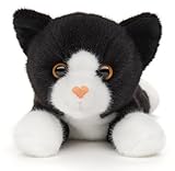Uni-Toys - Katze schwarz-weiß, liegend - 20 cm (Länge) - Plüschtier, Kuscheltier