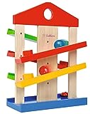 Eichhorn – Kugelbahn-Haus – bunte Rollbahn aus Holz, für Kinder und Babys ab 1 Jahr, mit Glocke und drei Kugeln, Holzspielzeug, Motorikspielzeug