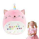 FreeSkill Happy Birthday Plüschtier - 25CM Einhorn Kuscheltier, Cartoon Plüschkissen,Einhorn weiches Plüschtier, Geburtstag Geschenk für Kinder Jungen Mädchen