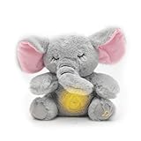 Umllpet Schlummer Elefant Otter Kuscheltier mit Atembewegung und Musik, Schlummer Kuscheltier mit Herzschlag, Neugeborene, Baby Spielzeug ab Geburt, Babyparty und Neugeborenen Geschenk