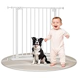 WOLTU Treppenschutzgitter 75–87 cm, Türschutzgitter aus Metall, mit/ohne Bohren, Auto-Close, 90°-Stopp, beidseitig schwenkbar, 2 Riegel, einhändig zu öffnen,Weiß