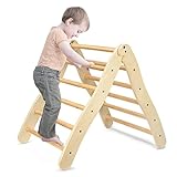 Aomdom Kletterdreieck für Kinder, faltbares Design für Kinder aus Naturholz, Klettergerüste mit Rampe