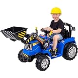 Actionbikes Motors Kinder Elektrobagger | 2,4 Ghz Fernsteuerung - 2 x 25 Watt Motoren (50 Watt) - Sitz für 1 Person - Farbige LED Beleuchtung - Kinderfahrzeug (Blau)