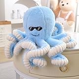 champracer 40cm Oktopus Plüsch Stofftier realistisches Oktopus Plüsch, Kuscheltier Krake Kreative Plüschtier,Octopus Plüschtiere, Wende Oktopus, Tintenfisch Kuscheltier,Geburtstag Dekorationen (blau)