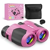 BNISE Kompaktes Fernglas für Erwachsene & Kinder, 10x25, echte Optik für Outdoor, Reisen & Camping, Rosa