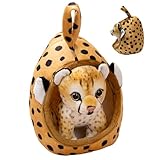 Pesoncarl Leopard gefülltes Tier, 7 Zoll realistisches Leopard -Plüsch mit Haustiernest, weiche PP -Baumwollplüschspielzeug für Jungen Mädchen Geburtstagsfeiern Geschenk