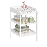 Bellabino Wickeltisch Bani, Baby Wickelregal weiß, Wickelkommode mit großer Wickelfläche und viel Stauraum, Maße: H 94 cm, T 57cm, B 72cm